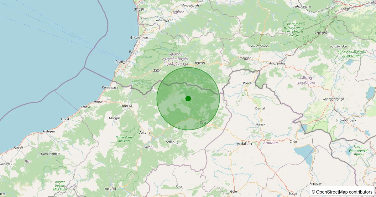 16 Ekim 2025 saat 10:17 - Şavşat - Demirci Köyü - 1.20ML depreminin harita gösterimi