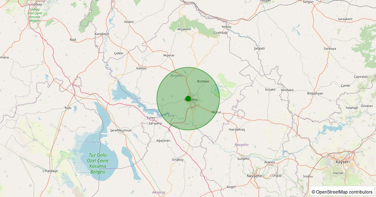16 Ekim 2025 saat 10:07 - Kırşehir - 0.80ML depreminin harita gösterimi