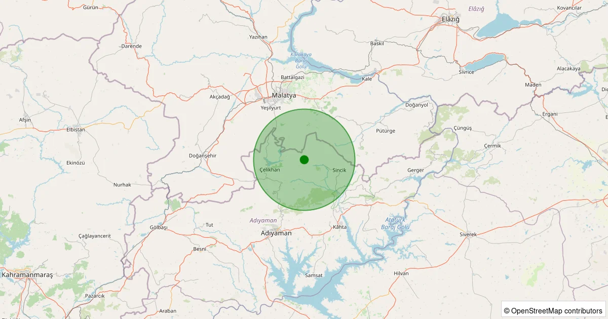 16 Ekim 2025 saat 11:57 - Çelikhan - İzci Köyü - 1.20ml depreminin harita gösterimi