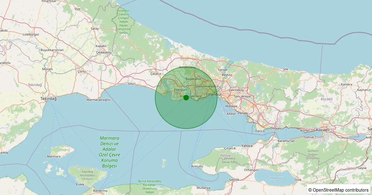 16 Ekim 2025 saat 14:36 - Avcılar - Avcılar - 1.20ml depreminin harita gösterimi