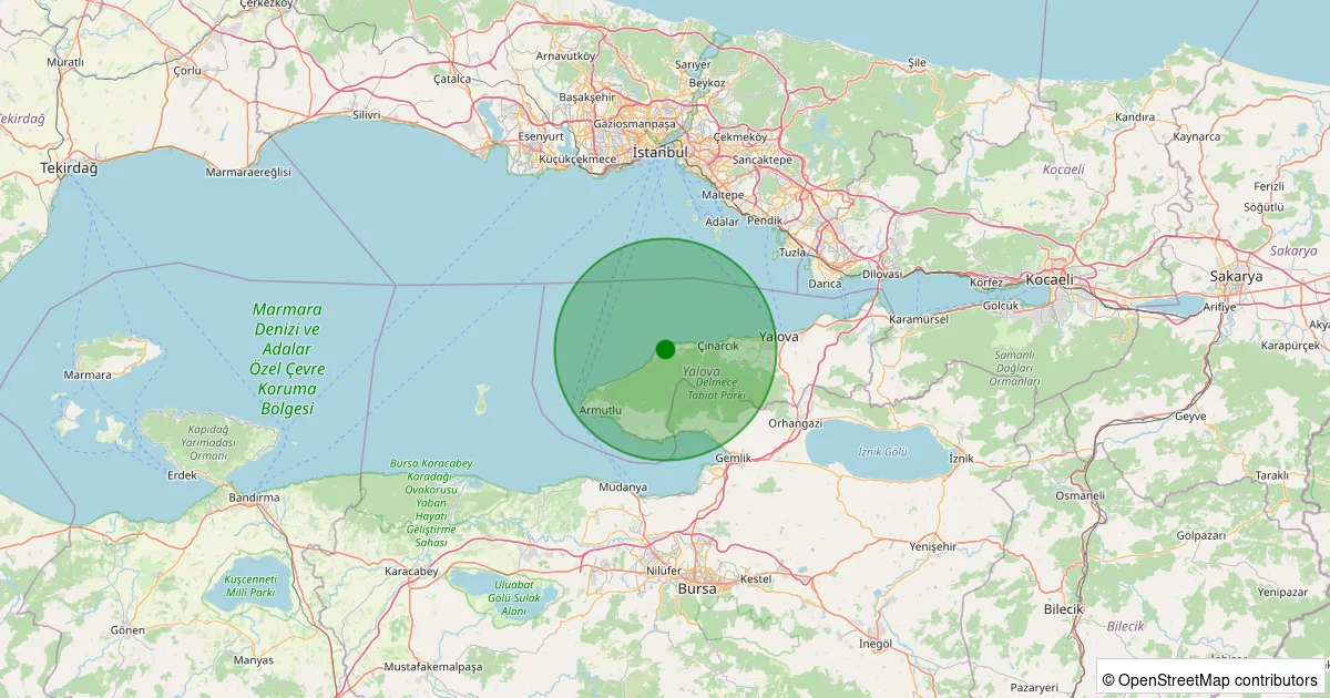 16 Ekim 2025 saat 17:04 - Çınarcık - Şenköy Köyü - 1.60ml depreminin harita gösterimi