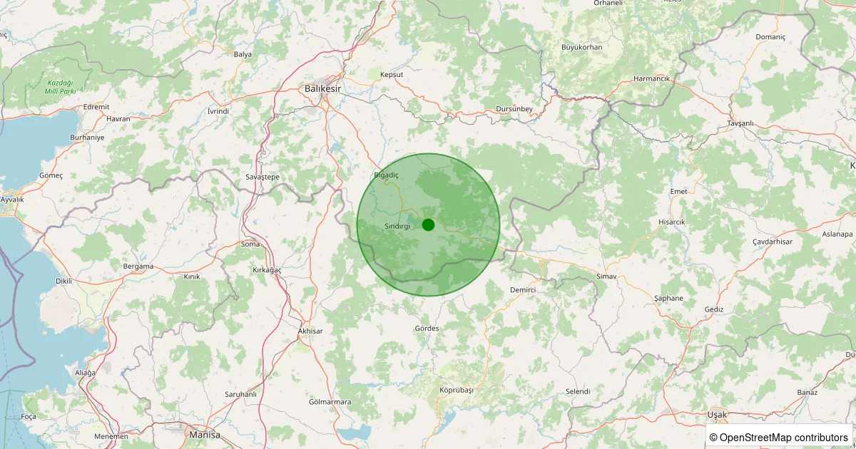 16 Ekim 2025 saat 17:34 - Sındırgı - Aslandede - 1.40ml depreminin harita gösterimi