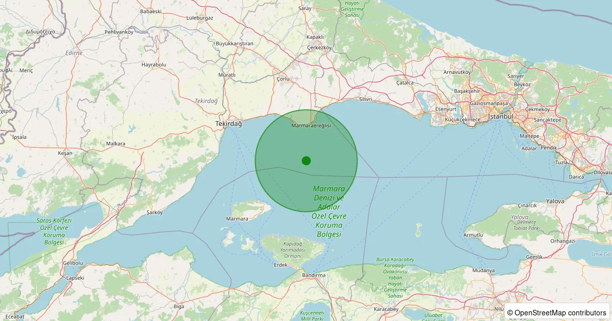 04 Ekim 2025 saat 07:14 - Marmara Denizi - [15.97 km] Marmaraereğlisi - 1.70ML depreminin harita gösterimi