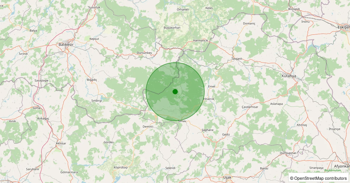 04 Ekim 2025 saat 10:08 - Simav - 1.60ML depreminin harita gösterimi
