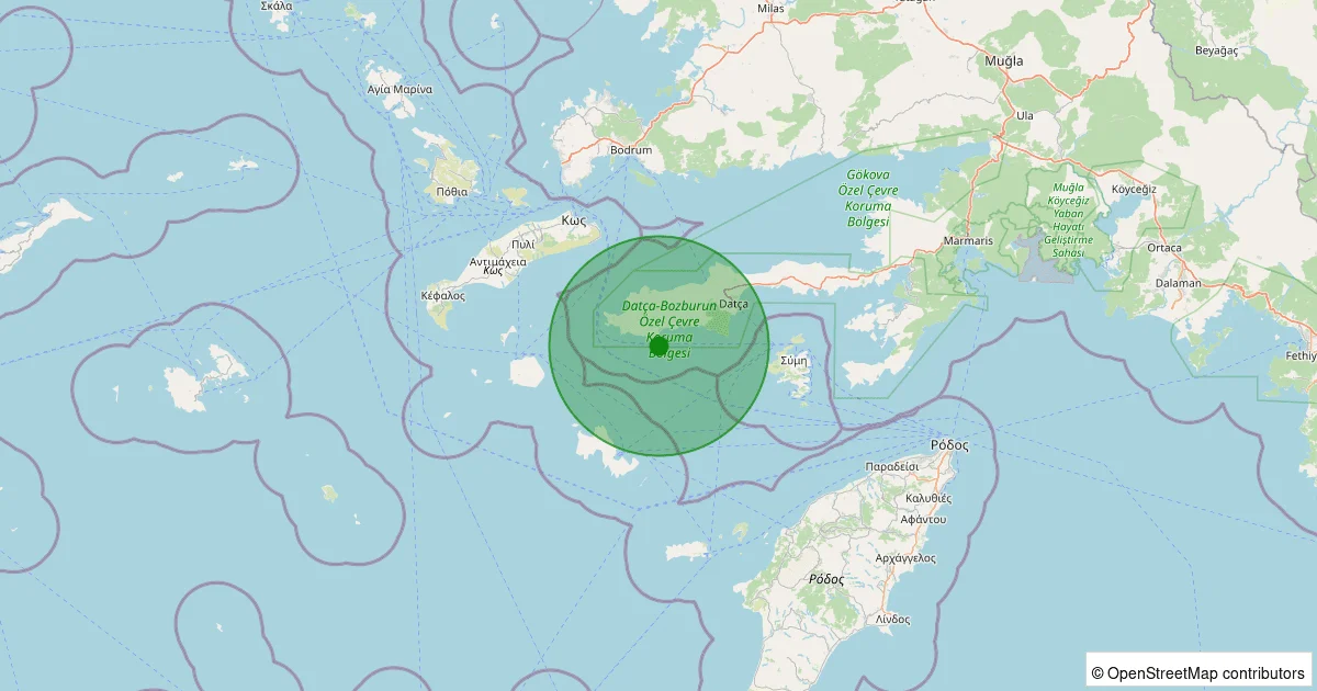 04 Ekim 2025 saat 19:27 - YAKAKOY-DATCA - 2.10ML depreminin harita gösterimi