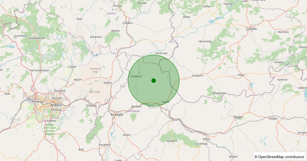 18 Ekim 2025 saat 20:00 - Delice - Cingeyli(Meşeyayla) Köyü - 0.80ML depreminin harita gösterimi