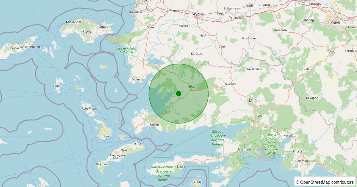 18 Ekim 2025 saat 23:05 - Milas - Avşar - 1.60ml depreminin harita gösterimi
