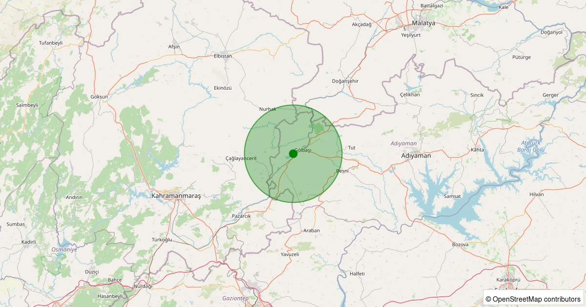 19 Ekim 2025 saat 00:53 - Gölbaşı - Karaburun Köyü - 1.10ml depreminin harita gösterimi