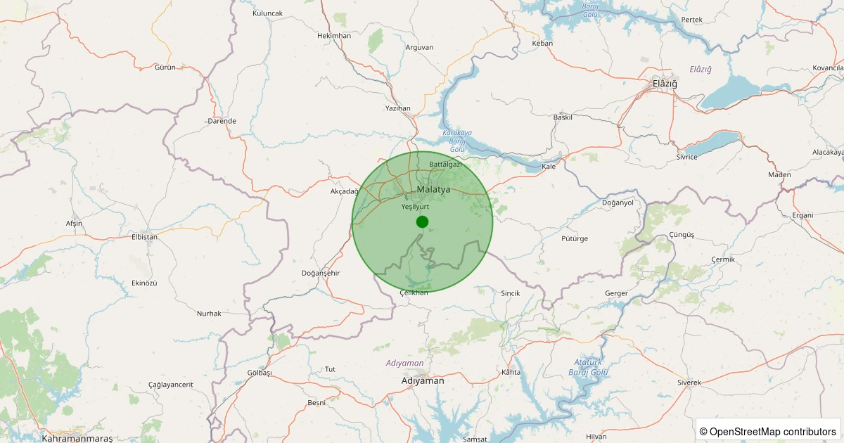 19 Ekim 2025 saat 12:55 - Yeşilyurt - Gündüzbey - 1.20ML depreminin harita gösterimi