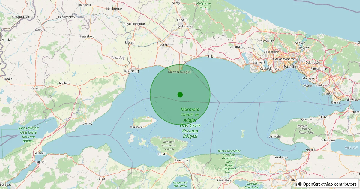 04 Ekim 2025 saat 22:41 - Marmara Denizi - [17.20 km] Marmaraereğlisi - 1.50ML depreminin harita gösterimi
