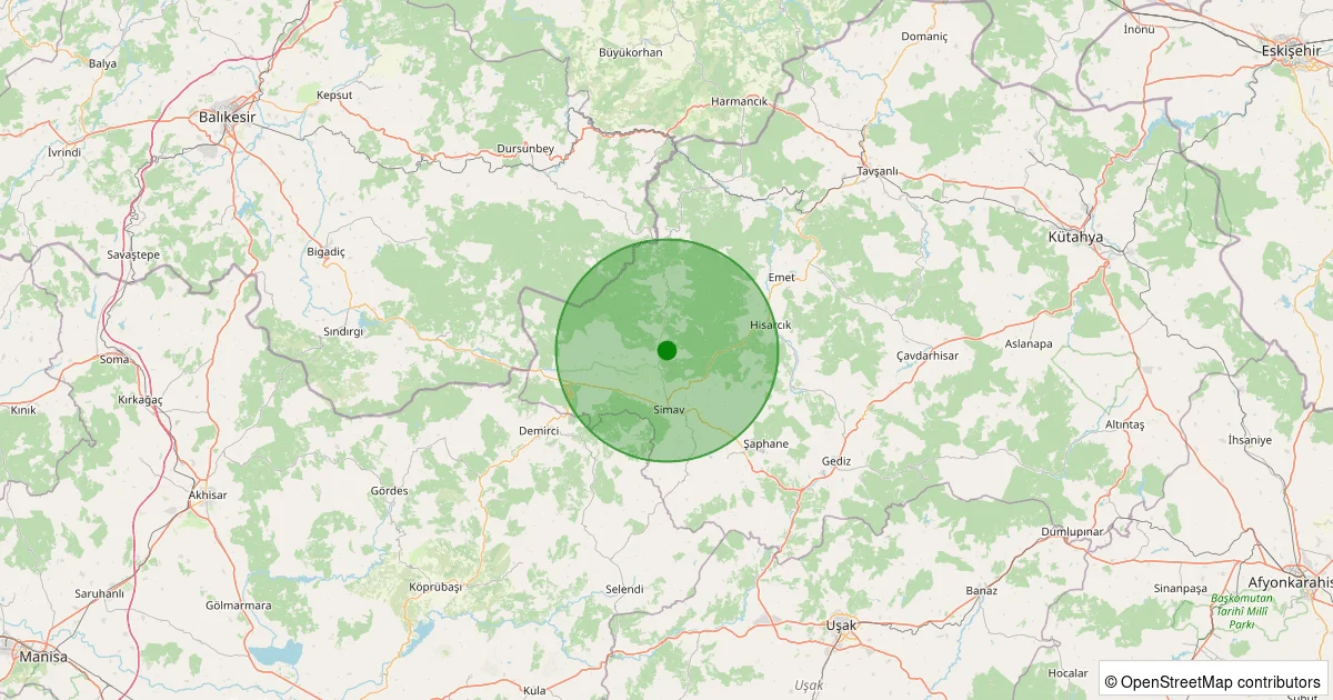 04 Ekim 2025 saat 23:34 - Simav - 1.00ML depreminin harita gösterimi