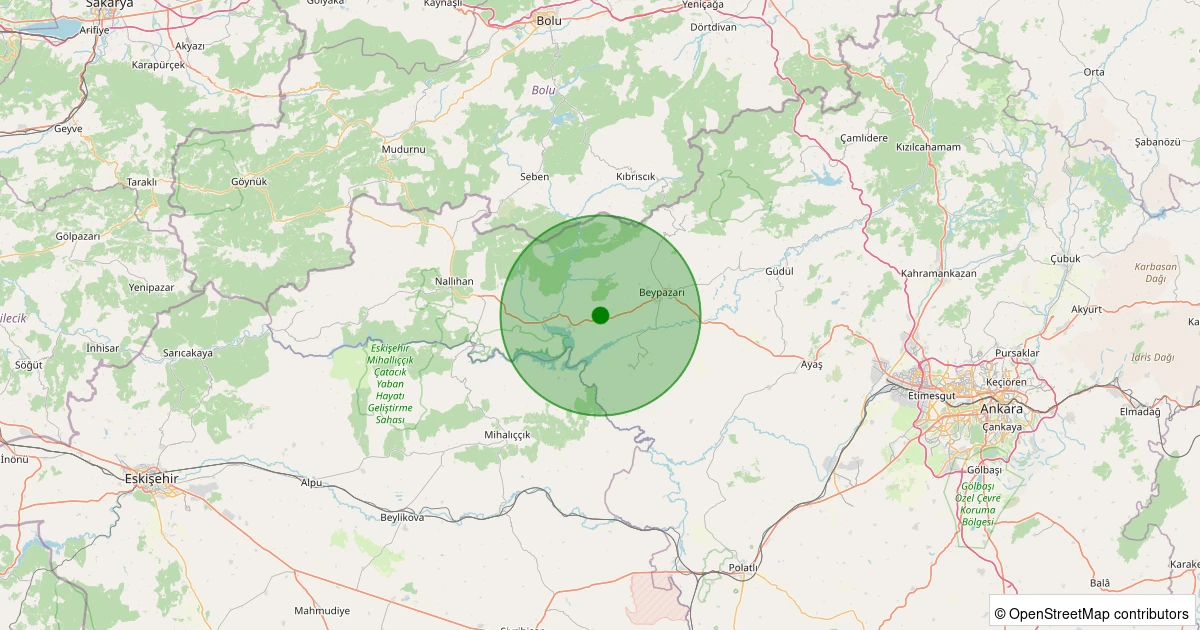 20 Ekim 2025 saat 05:16 - Beypazarı - Kuyucak - 2.00ml depreminin harita gösterimi