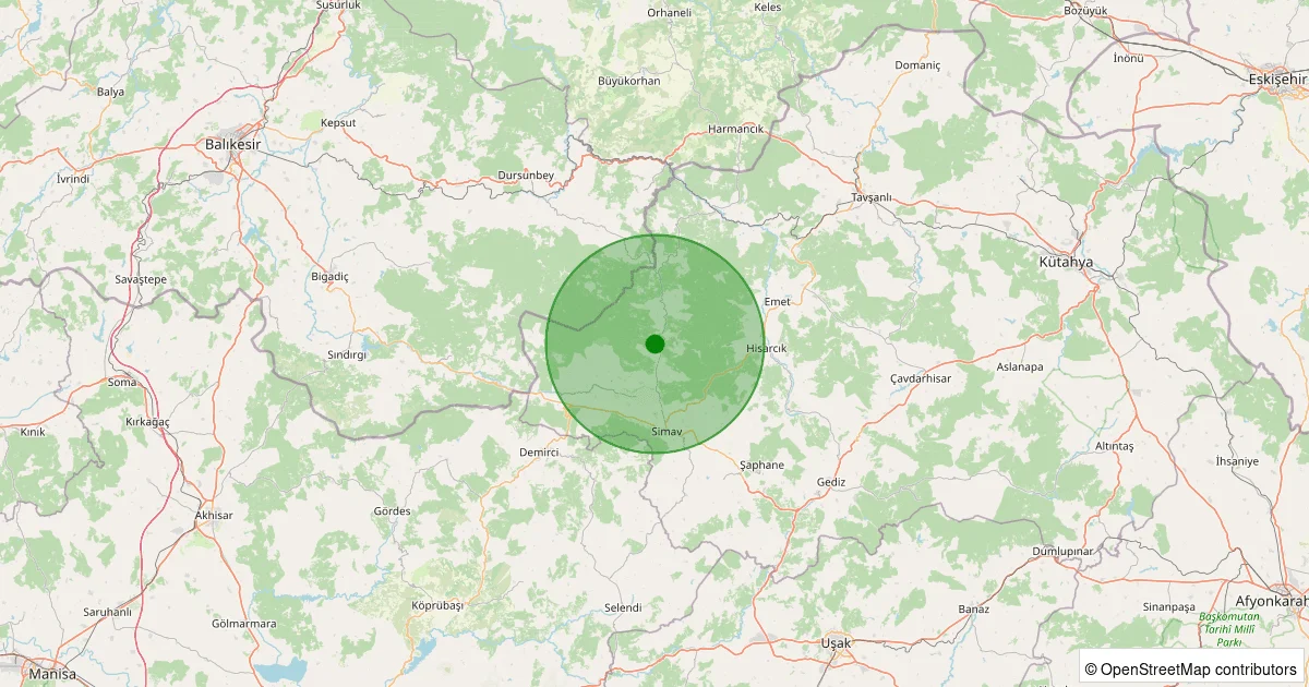 05 Ekim 2025 saat 00:40 - Simav - 1.10ML depreminin harita gösterimi