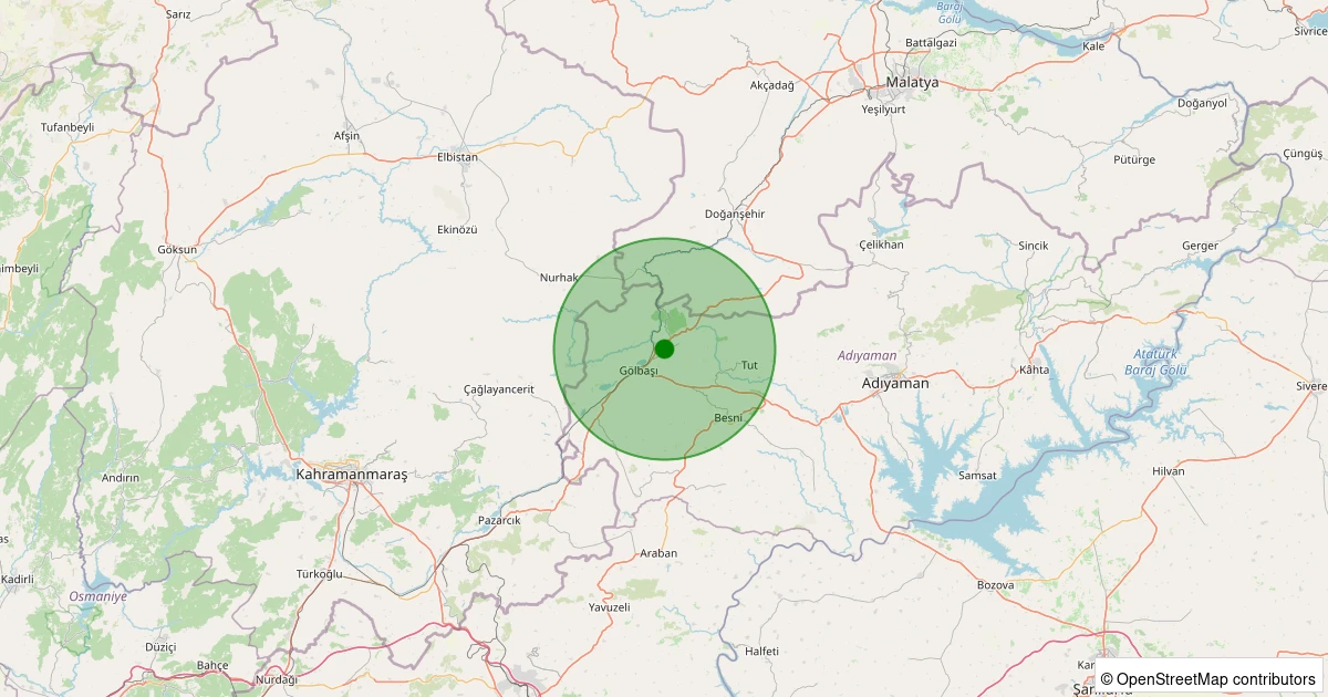 20 Ekim 2025 saat 21:17 - Gölbaşı - Harmanlı Köyü - 2.90ml depreminin harita gösterimi
