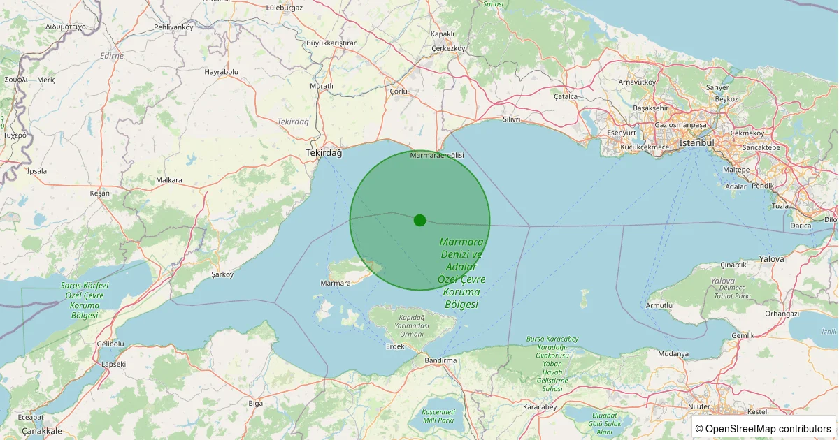 05 Ekim 2025 saat 05:35 - Marmara Denizi - [22.03 km] Marmaraereğlisi - 1.70ML depreminin harita gösterimi