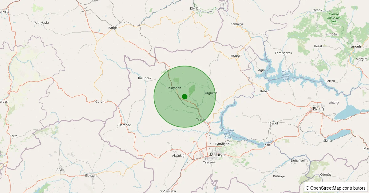 05 Ekim 2025 saat 06:10 - Hekimhan - 1.80ML depreminin harita gösterimi