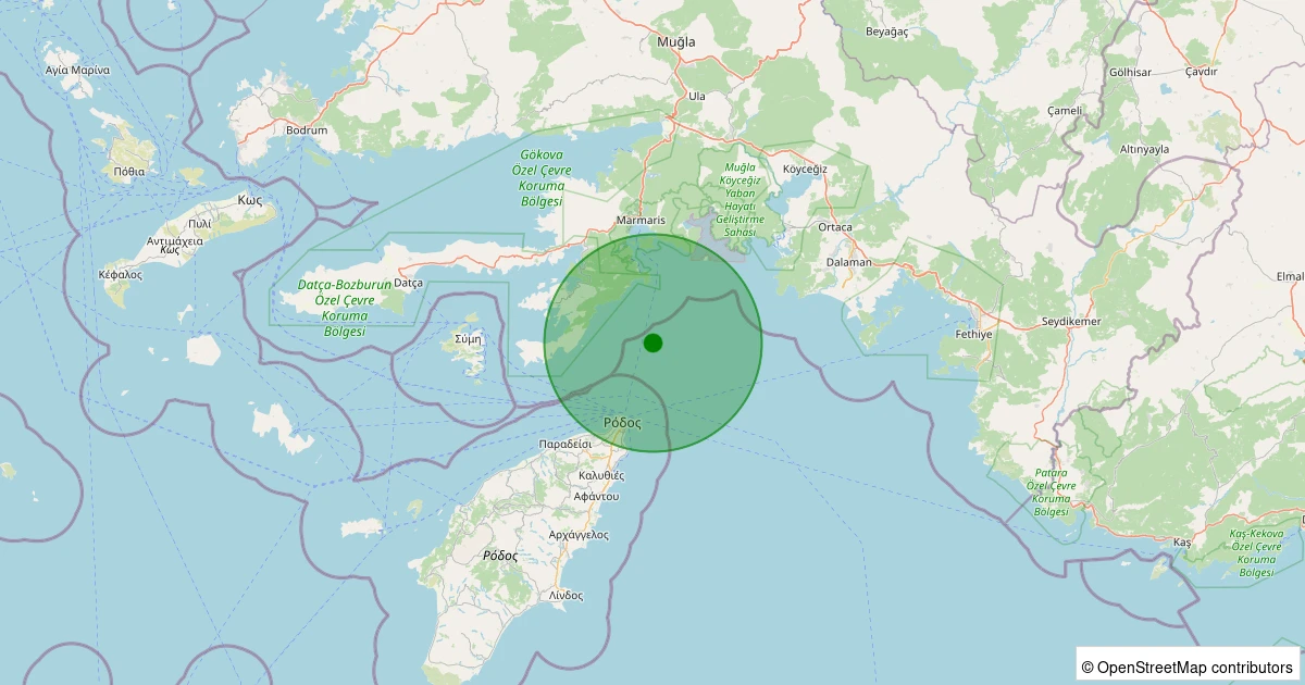 21 Ekim 2025 saat 03:08 - Akdeniz - [16.50 km] Marmaris (Muğla) - 2.00ML depreminin harita gösterimi
