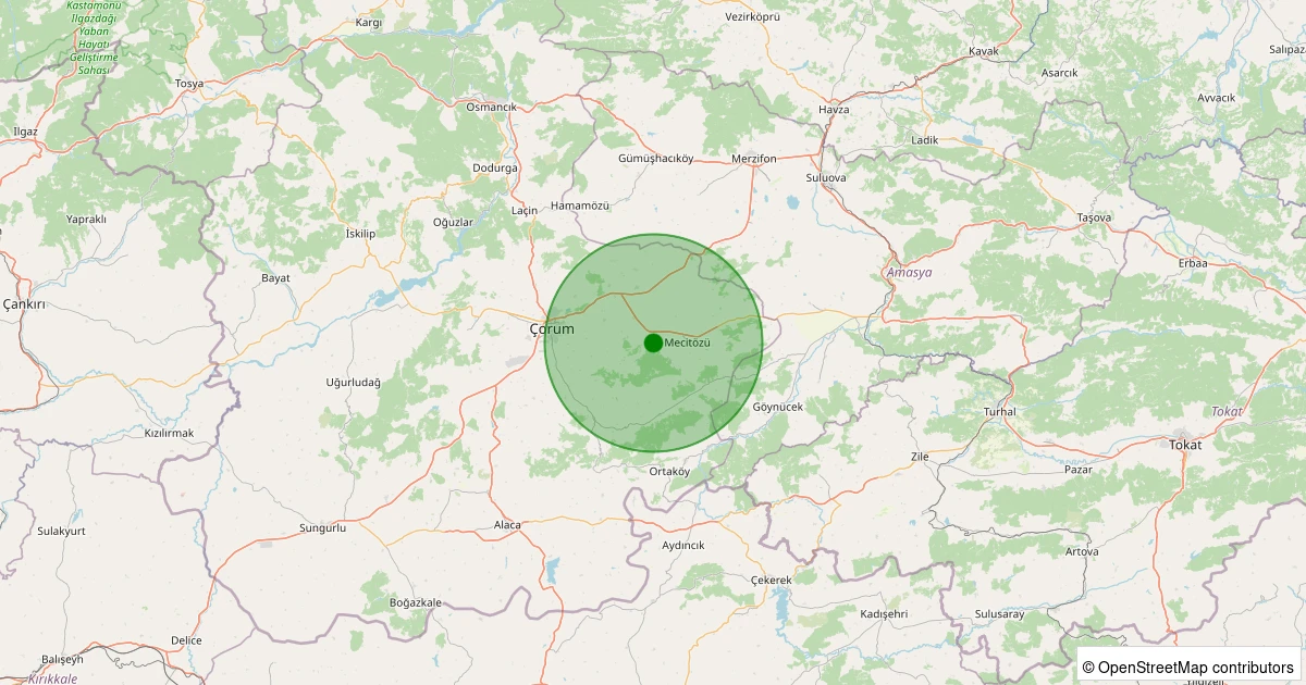 21 Ekim 2025 saat 03:48 - Mecitözü - Söğütyolu Köyü - 1.20ml depreminin harita gösterimi