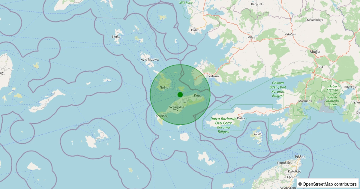 21 Ekim 2025 saat 04:14 - KOS - 1.90ml depreminin harita gösterimi