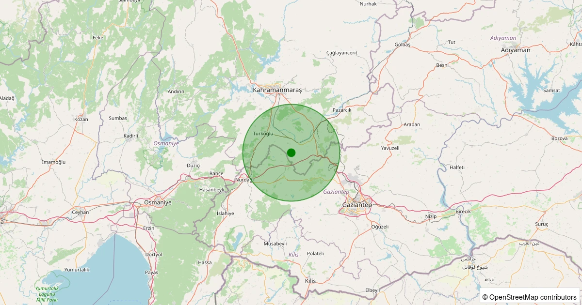 21 Ekim 2025 saat 05:11 - Pazarcık - Akdemir - 2.40ml depreminin harita gösterimi