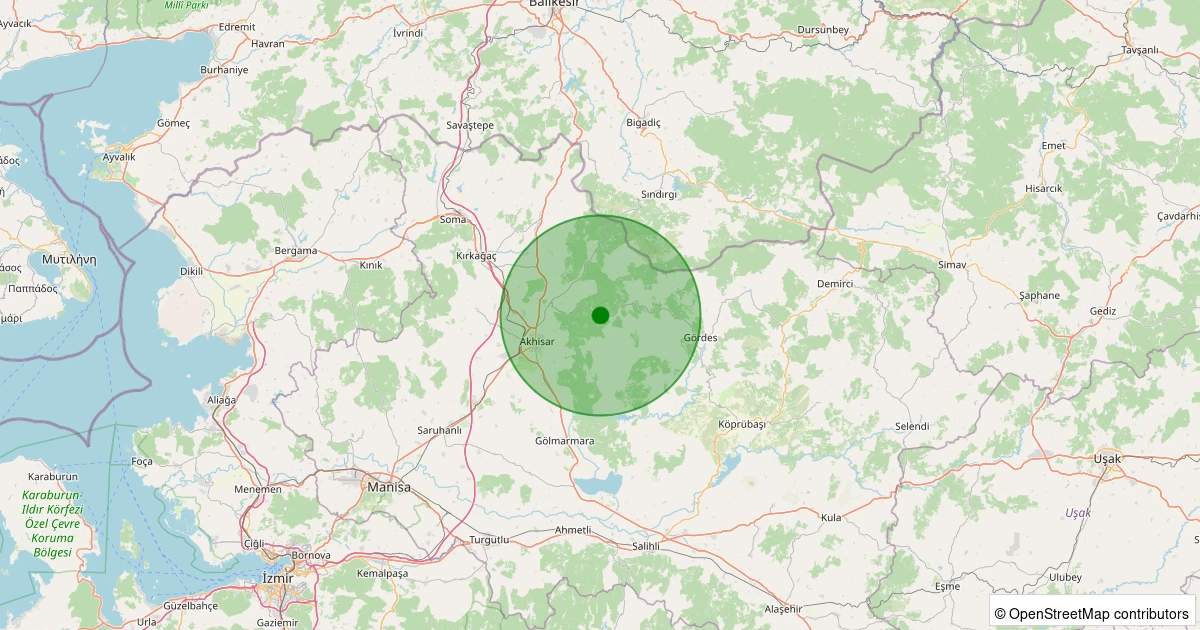 21 Ekim 2025 saat 05:07 - Akhisar - 1.00ml depreminin harita gösterimi