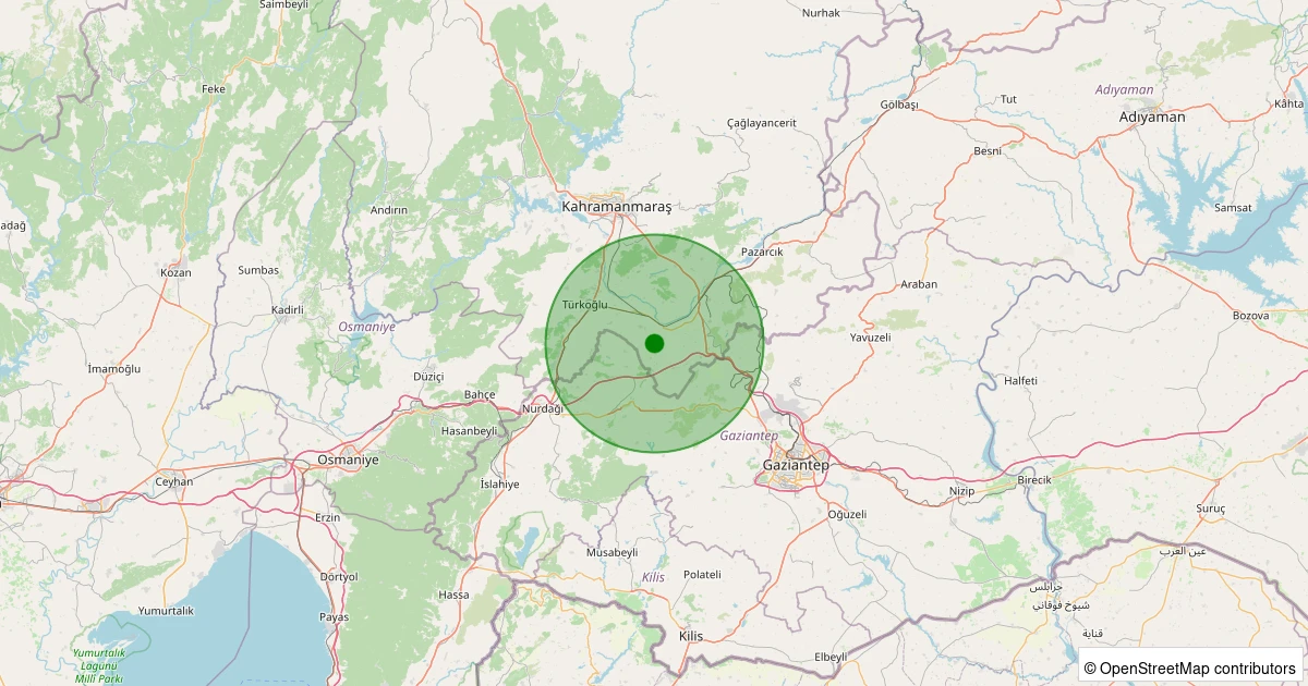 21 Ekim 2025 saat 05:11 - Kahramanmaraş - 2.50ML depreminin harita gösterimi