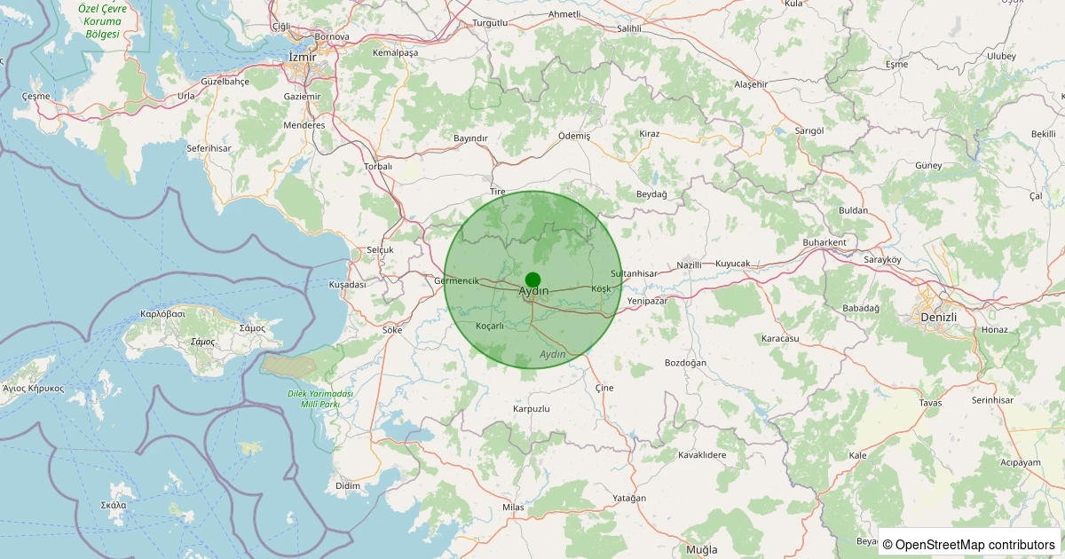 21 Ekim 2025 saat 08:08 - Efeler - Danişment - 1.50ml depreminin harita gösterimi