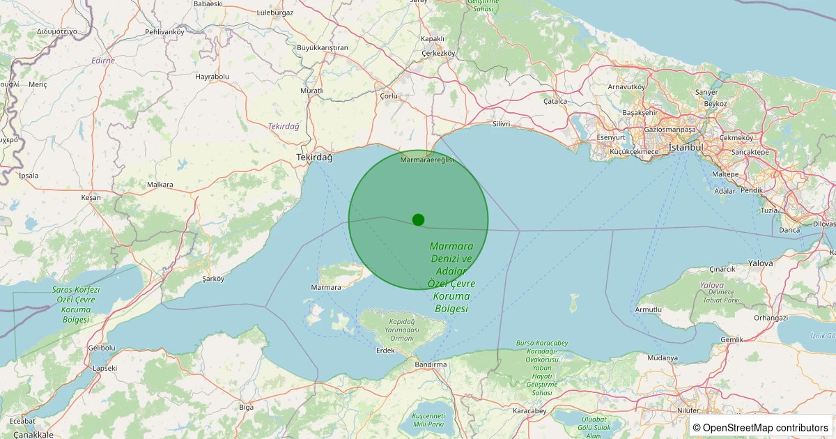 21 Ekim 2025 saat 08:41 - Marmara Denizi - 2.60ML depreminin harita gösterimi