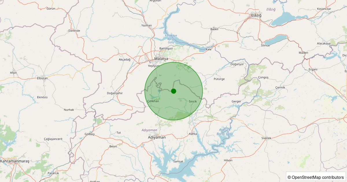 21 Ekim 2025 saat 09:14 - Sincik - Karaköse Köyü - 2.70ml depreminin harita gösterimi