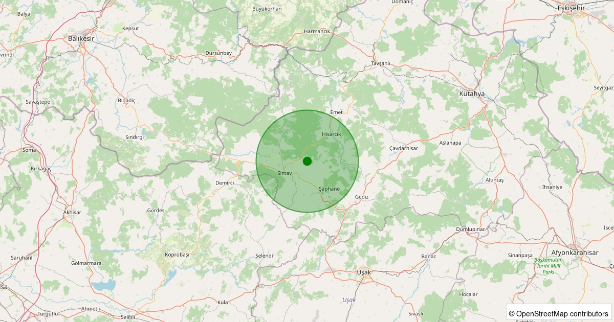 21 Ekim 2025 saat 10:36 - Simav - Söğüt Köyü - 0.70ml depreminin harita gösterimi
