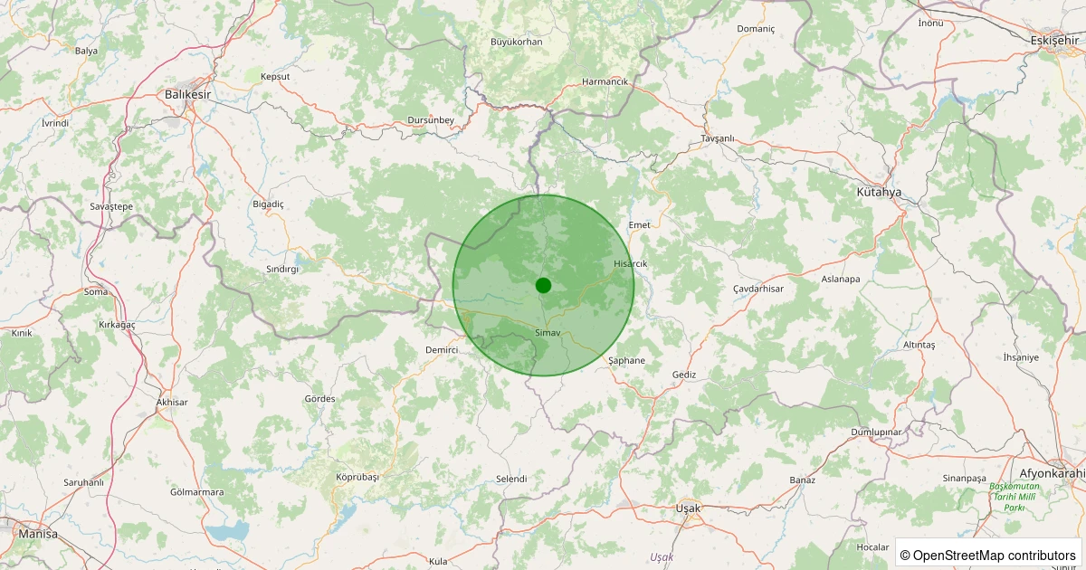 21 Ekim 2025 saat 10:47 - Simav - Eğirler Köyü - 1.10ml depreminin harita gösterimi