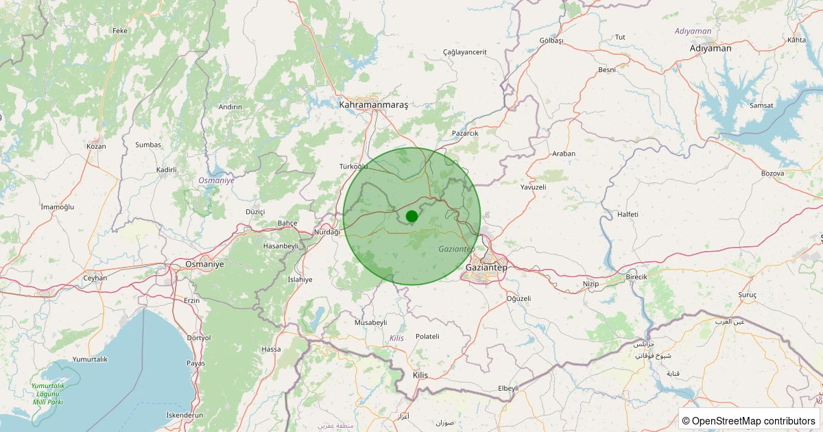 21 Ekim 2025 saat 12:05 - Pazarcık - Evri - 1.20ml depreminin harita gösterimi
