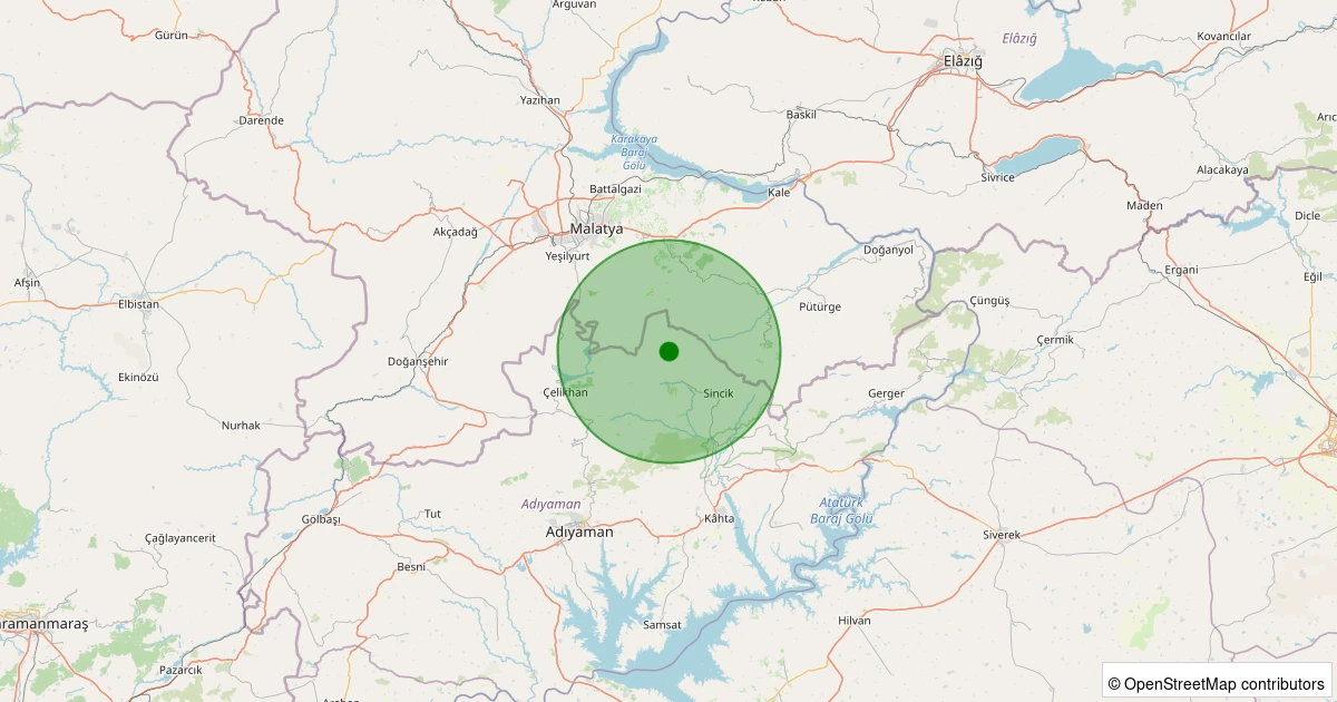 21 Ekim 2025 saat 15:19 - Sincik - Aksu Köyü - 2.30ml depreminin harita gösterimi
