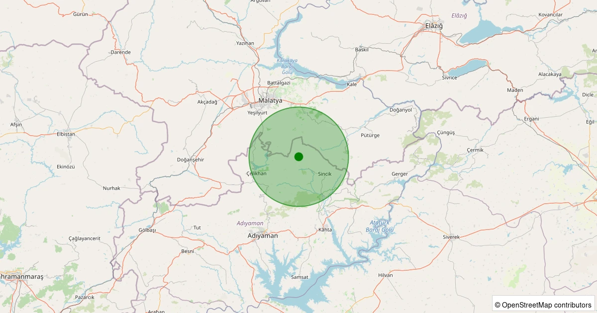 21 Ekim 2025 saat 15:19 - Sincik - Karaköse Köyü - 2.30ML depreminin harita gösterimi