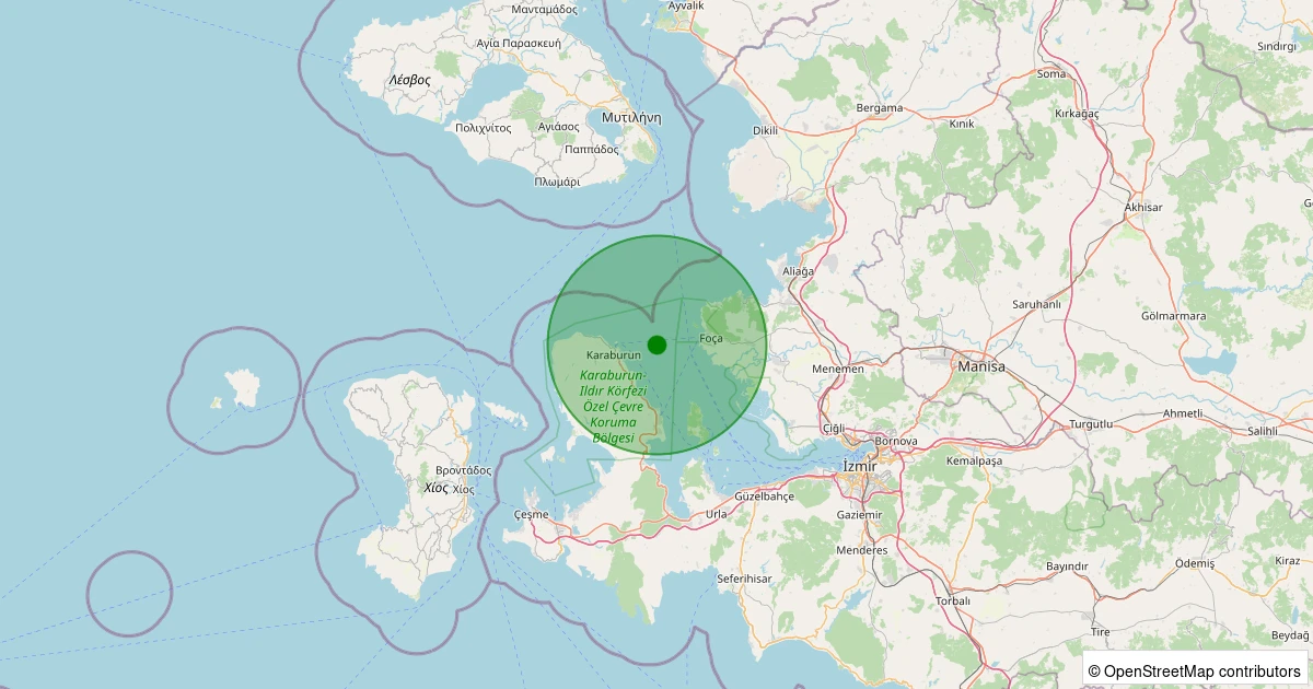 21 Ekim 2025 saat 23:05 - Ege Denizi - İzmir Körfezi - [09.08 km] Karaburun (İzmir) - 1.50ML depreminin harita gösterimi
