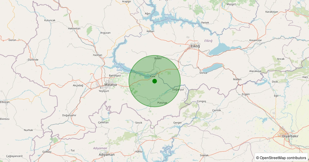 21 Ekim 2025 saat 22:27 - Kale - Kozluk Köyü - 1.10ml depreminin harita gösterimi