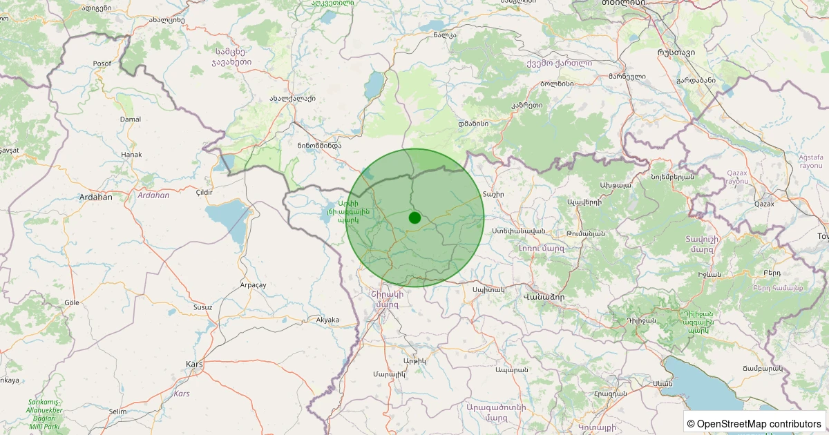 21 Ekim 2025 saat 22:37 - ERMENISTAN - 2.10ml depreminin harita gösterimi