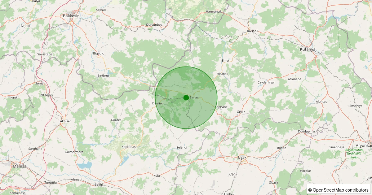 03 Ekim 2025 saat 23:37 - DEMIRCI-SIMAV - 1.50ML depreminin harita gösterimi