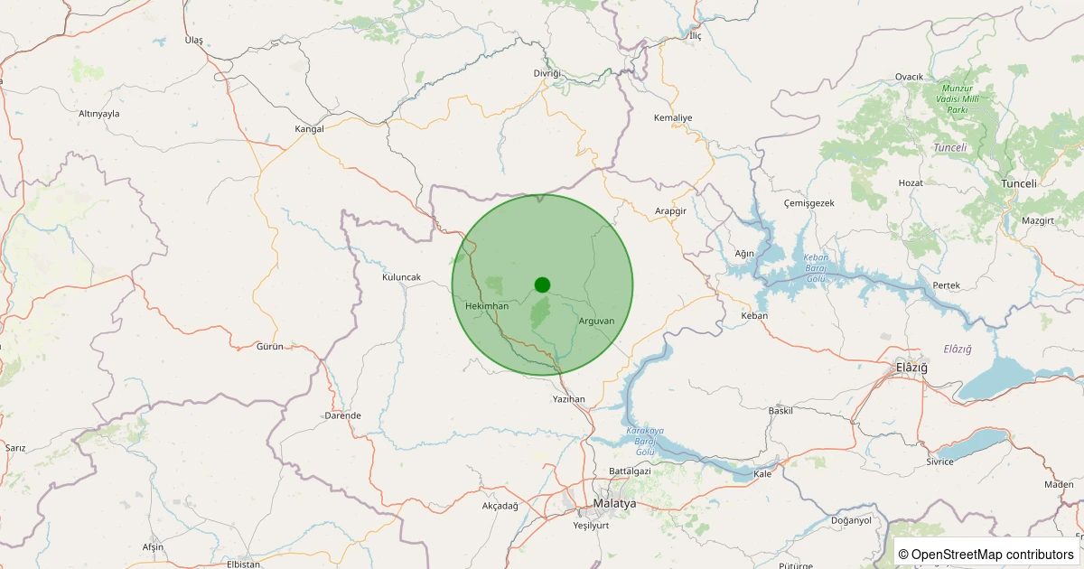 22 Ekim 2025 saat 03:54 - Hekimhan - İğdir Köyü - 3.60ml depreminin harita gösterimi