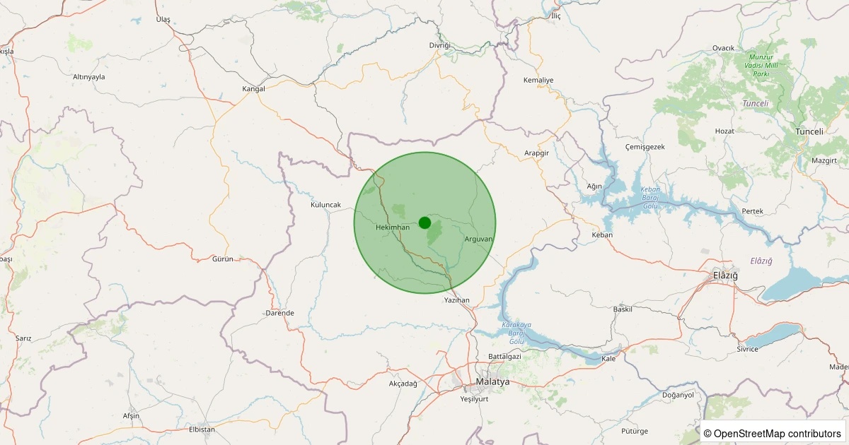 22 Ekim 2025 saat 03:58 - Hekimhan - İğdir Köyü - 1.00ml depreminin harita gösterimi