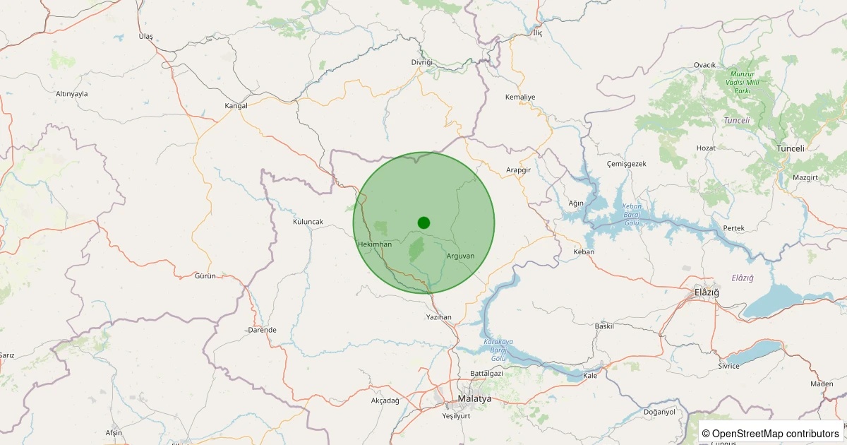 22 Ekim 2025 saat 05:20 - Hekimhan - İğdir Köyü - 1.10ml depreminin harita gösterimi