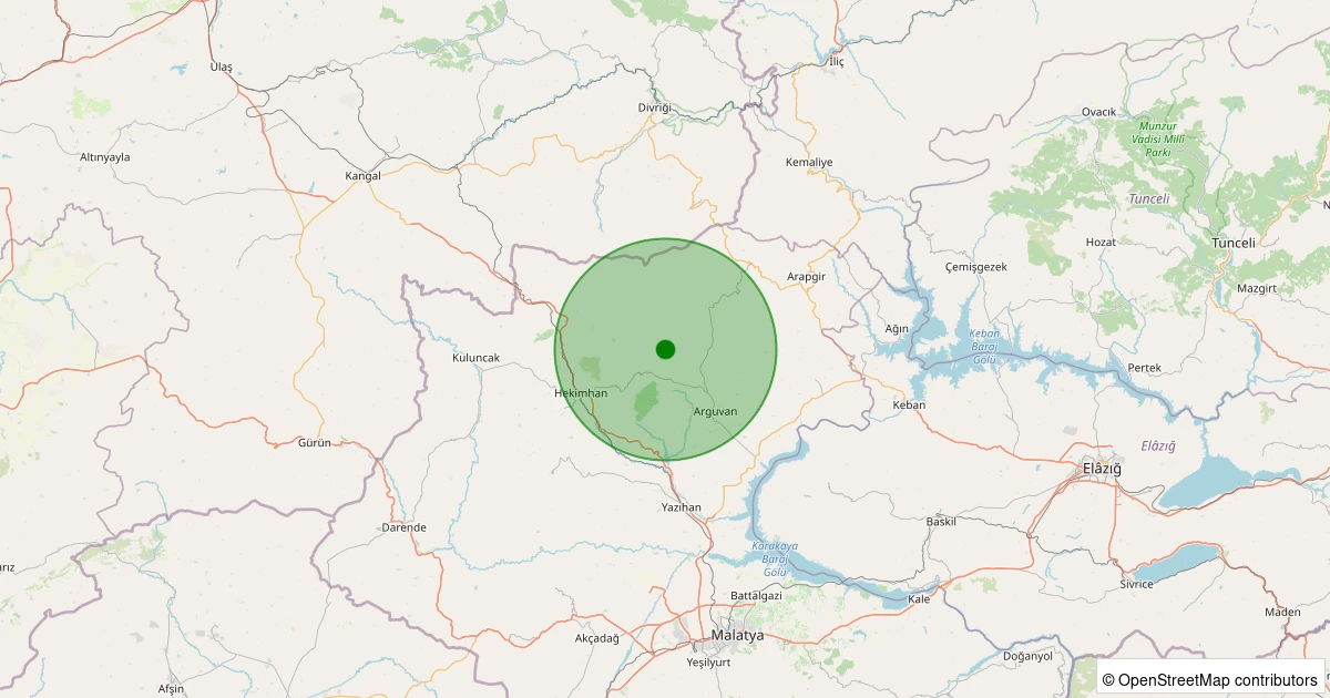 22 Ekim 2025 saat 06:26 - Hekimhan - Ballıkaya Köyü - 1.40ML depreminin harita gösterimi