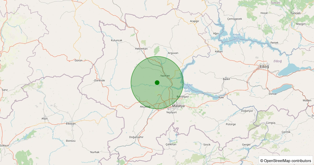 22 Ekim 2025 saat 06:32 - Yazıhan - Çivril - 1.40ml depreminin harita gösterimi