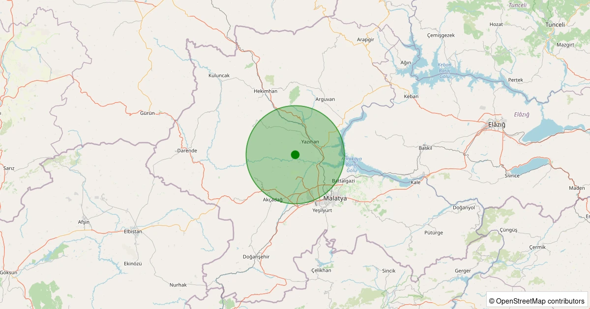 22 Ekim 2025 saat 06:32 - Yazıhan - Mısırdere - 1.40ML depreminin harita gösterimi