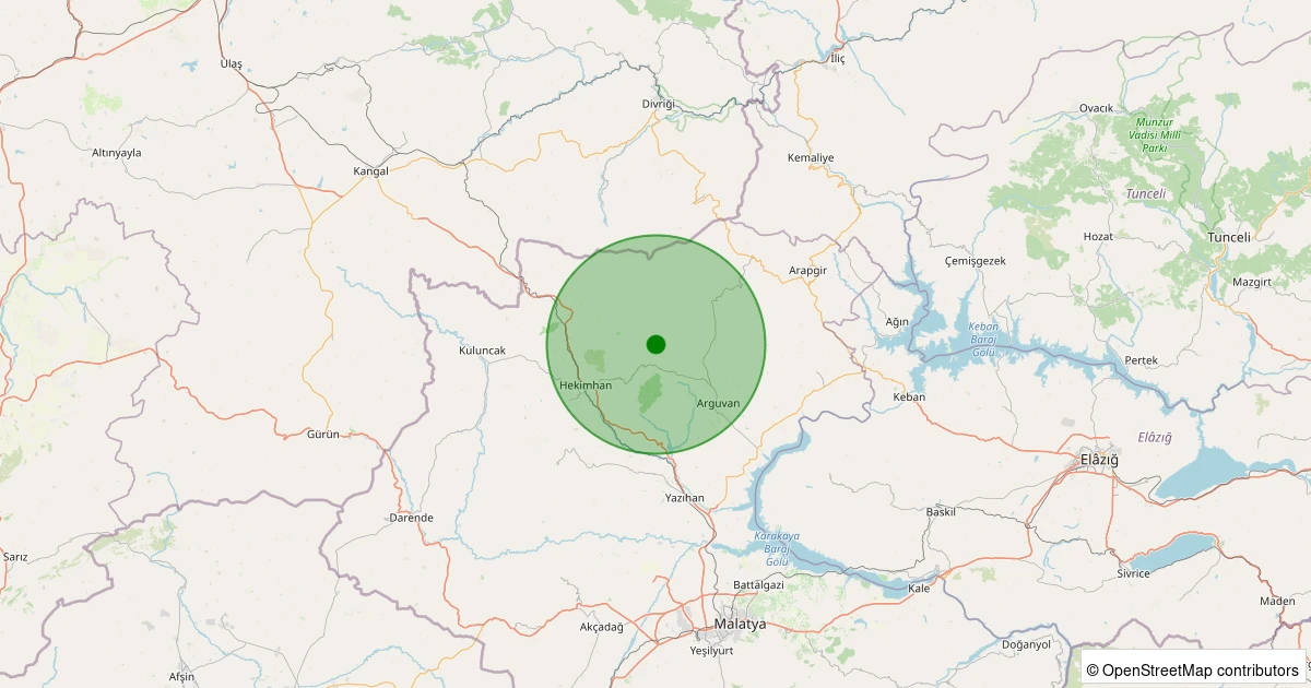 22 Ekim 2025 saat 08:16 - Hekimhan - İğdir Köyü - 1.60ML depreminin harita gösterimi