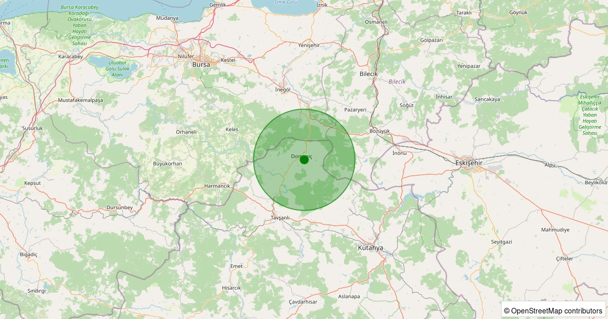 22 Ekim 2025 saat 09:31 - Domaniç - Çakıl Köyü - 1.70ml depreminin harita gösterimi