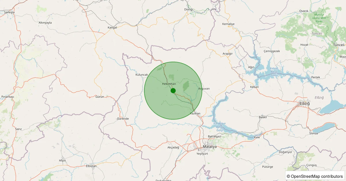 05 Ekim 2025 saat 09:50 - Hekimhan - 1.50ML depreminin harita gösterimi