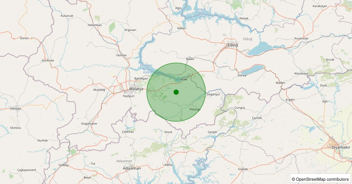 05 Ekim 2025 saat 10:16 - Battalgazi - 1.30ML depreminin harita gösterimi