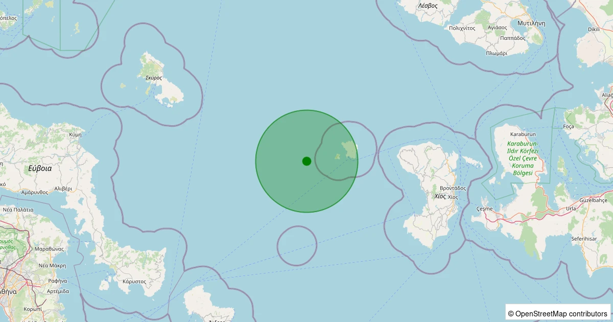 22 Ekim 2025 saat 19:08 - EGE - 2.30ml depreminin harita gösterimi