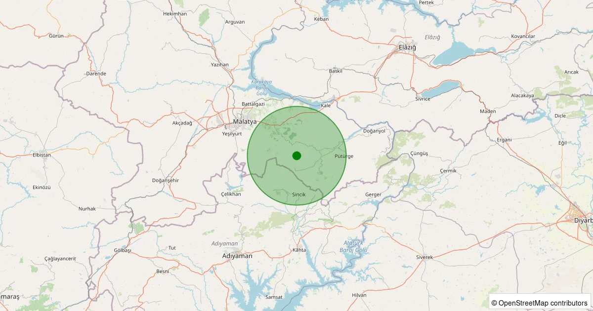 05 Ekim 2025 saat 12:39 - Battalgazi - 2.70ML depreminin harita gösterimi